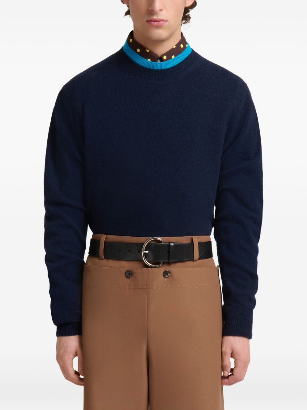 Maglione in cashmere con effetto a strati in blu 
