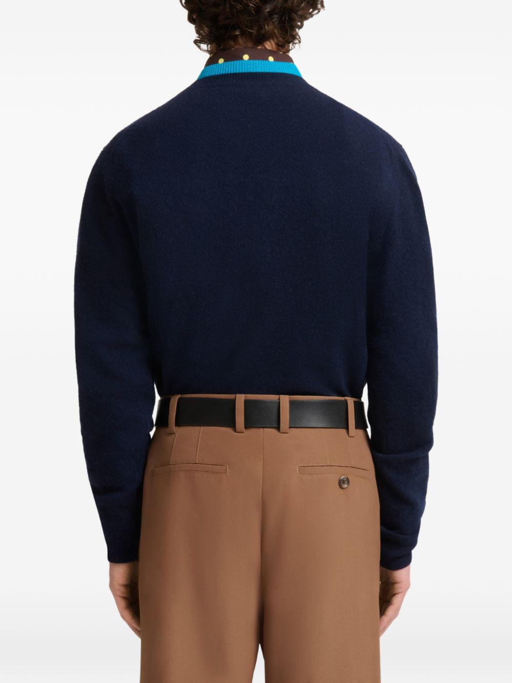 Maglione in cashmere con effetto a strati in blu 