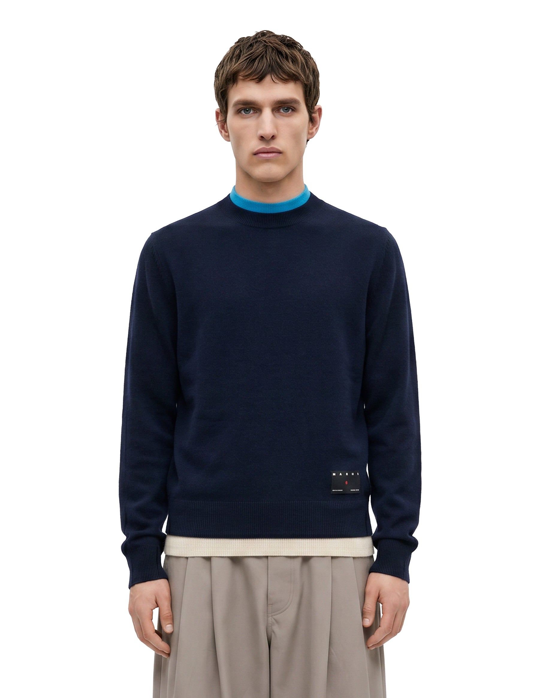 Maglione in cashmere con effetto a strati in blu 