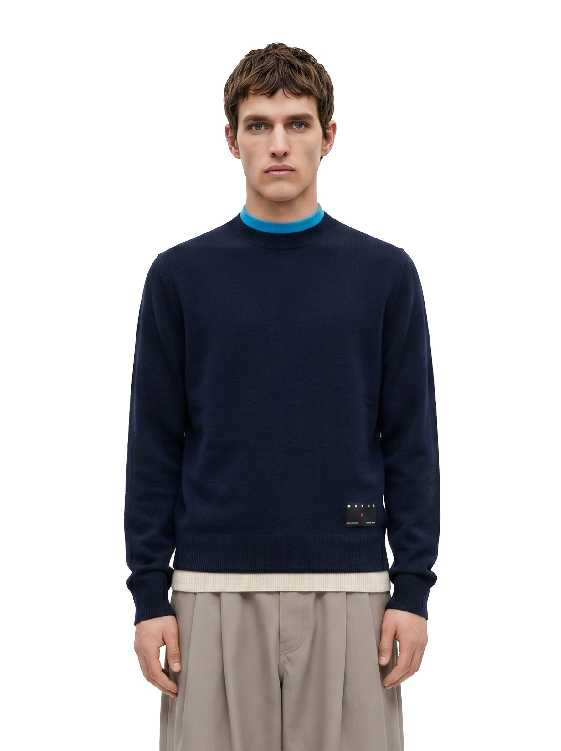 Maglione in cashmere con effetto a strati in blu 