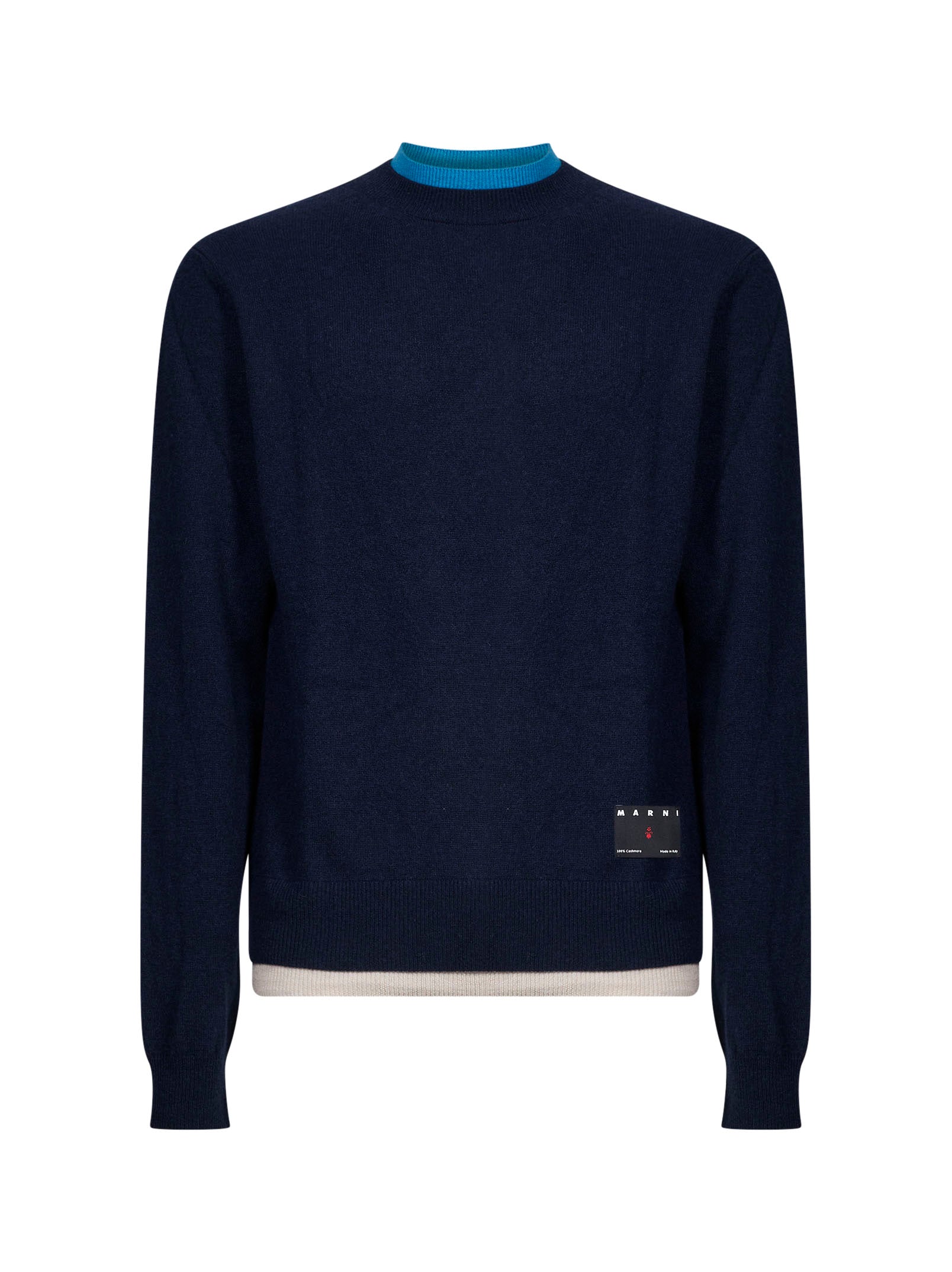Maglione in cashmere con effetto a strati in blu 