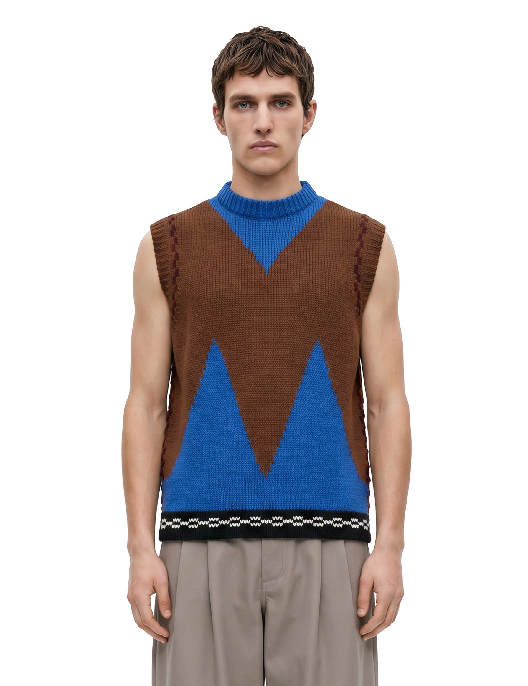 Gilet con intarsio multicolor 