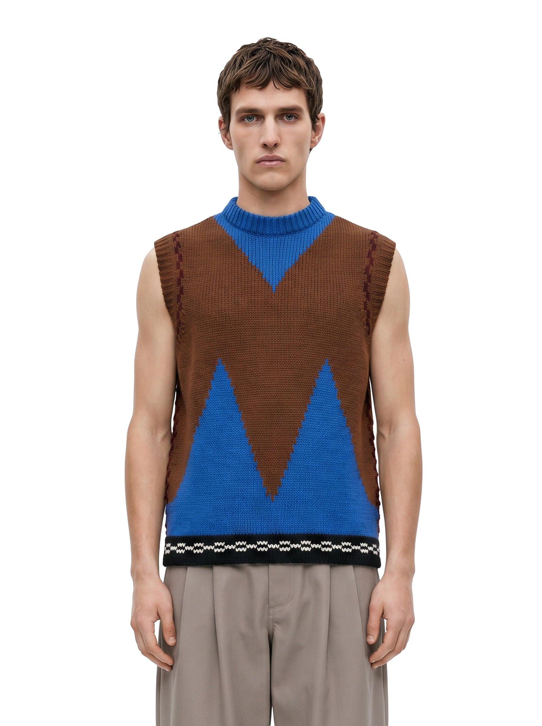 Gilet con intarsio multicolor 