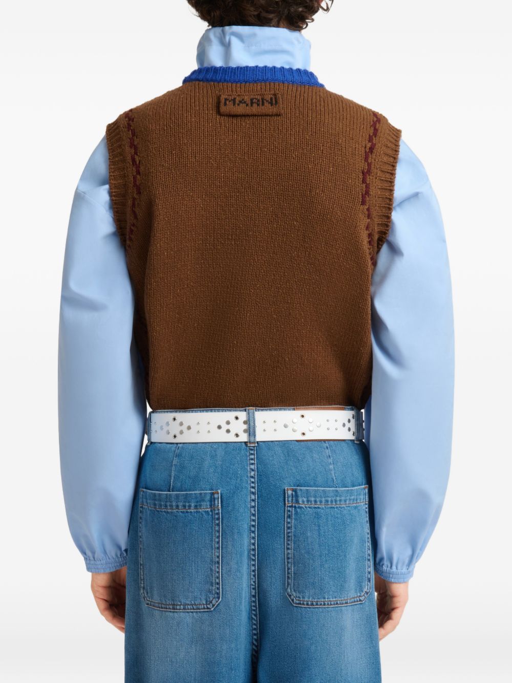 Gilet con intarsio multicolor 
