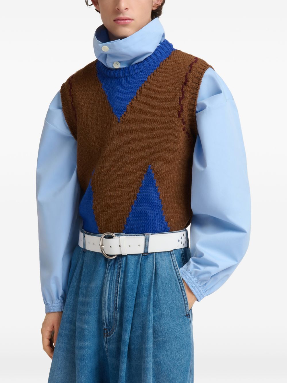 Gilet con intarsio multicolor 