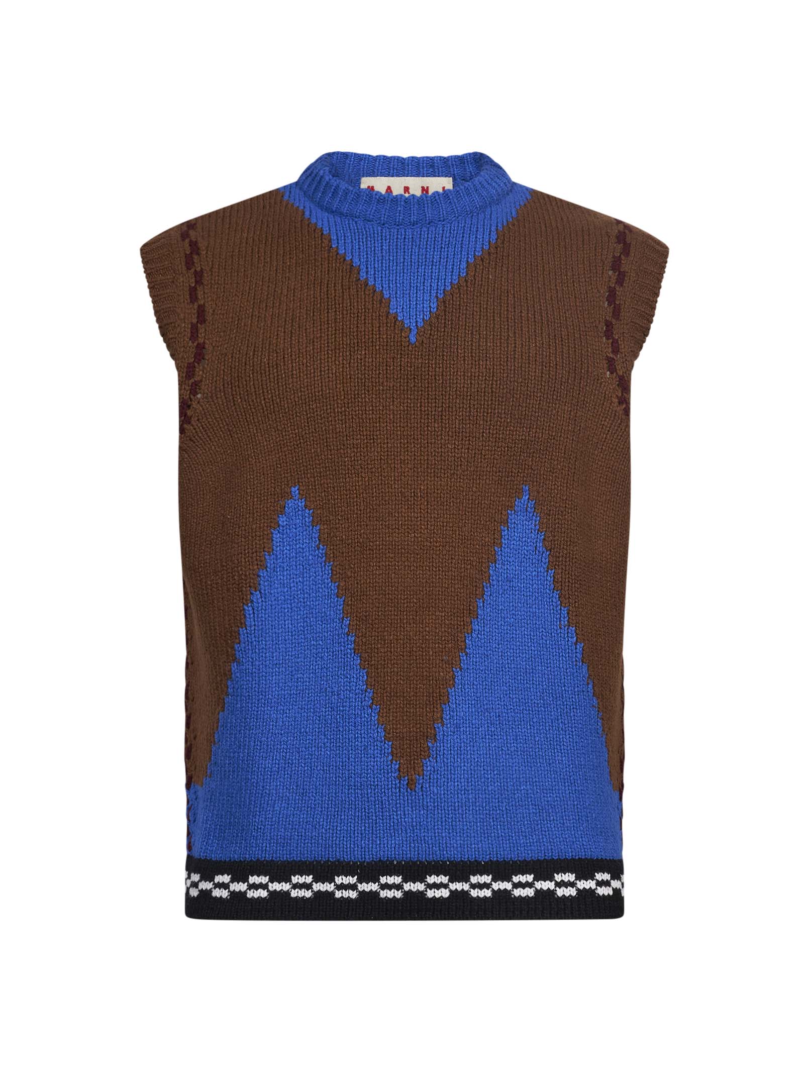 Gilet con intarsio multicolor 