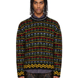 Maglione con motivi floreali e geometrici multicolore 