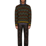 Maglione con motivi floreali e geometrici multicolore 