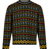 Maglione con motivi floreali e geometrici multicolore 