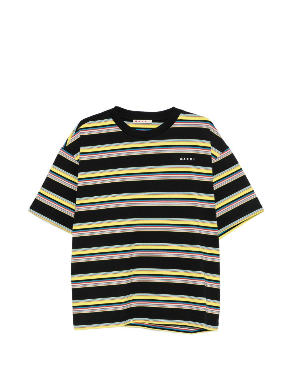 T-shirt a righe in cotone multicolore 