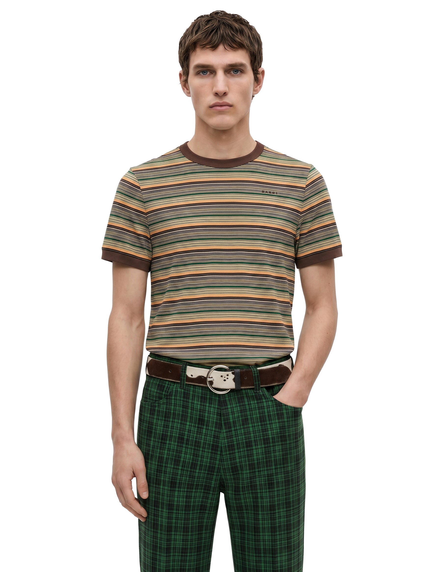 T-shirt a righe multicolor 