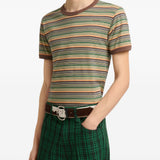 T-shirt a righe multicolor 