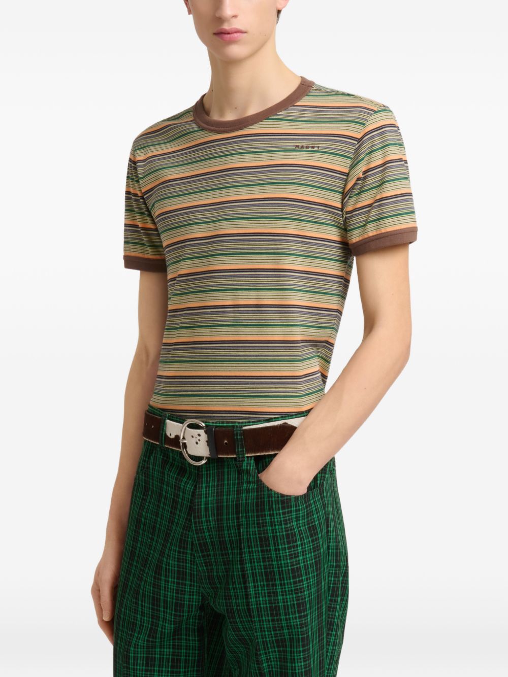 T-shirt a righe multicolor 