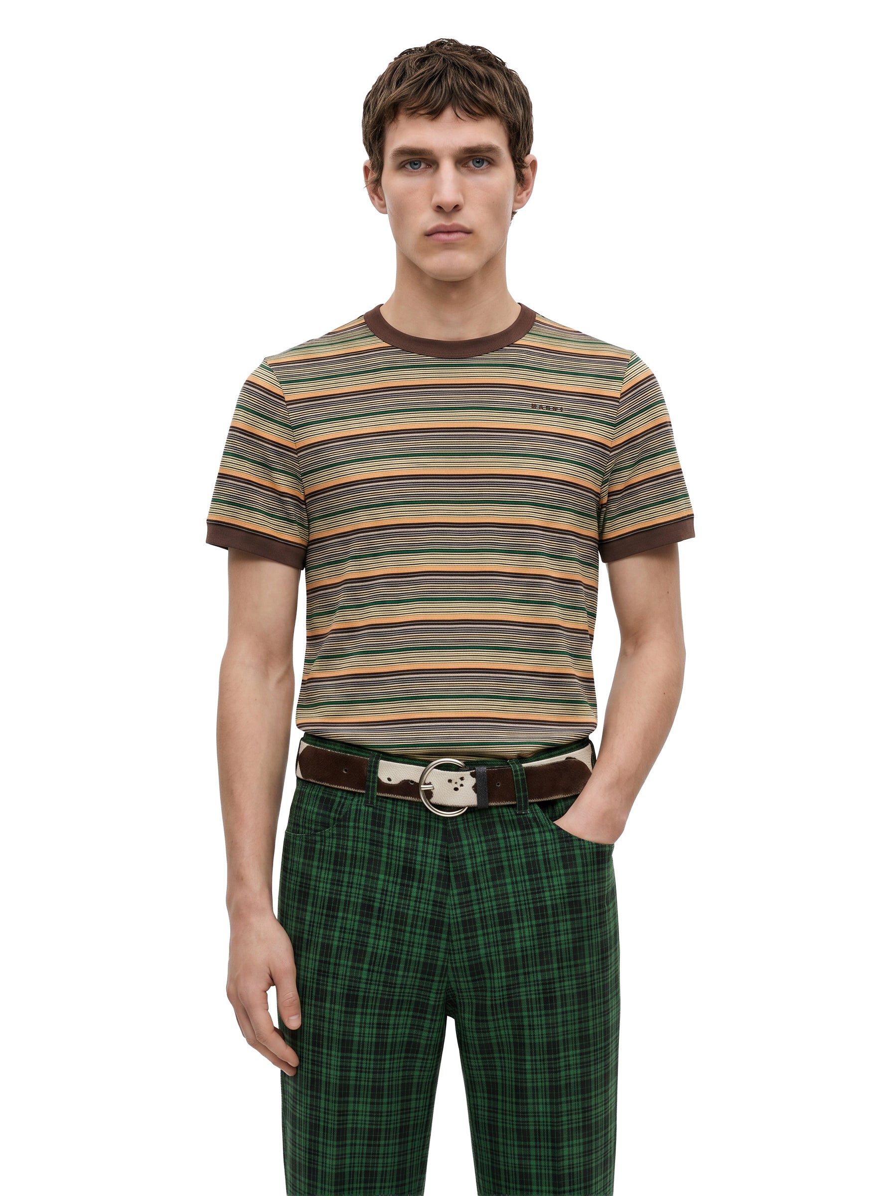 T-shirt a righe multicolor 