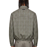 Bomber in lana a quadri in grigio 