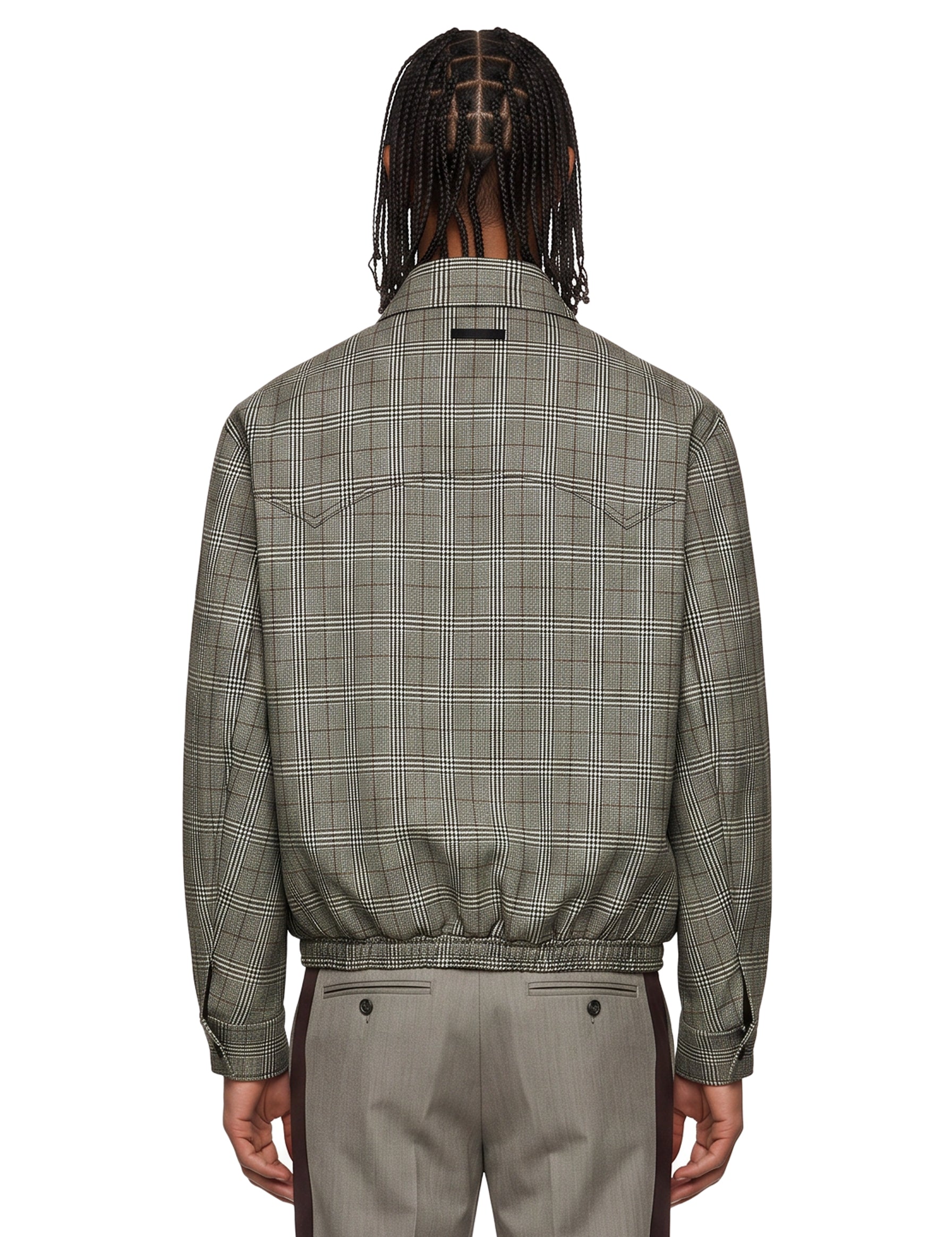 Bomber in lana a quadri in grigio 