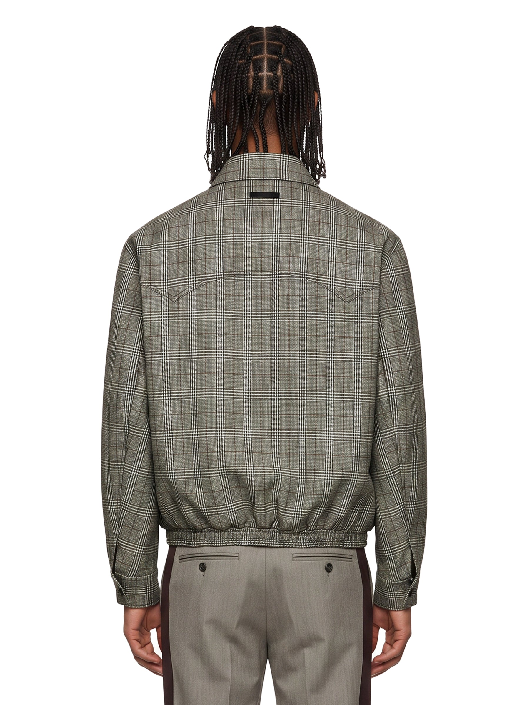 Bomber in lana a quadri in grigio 