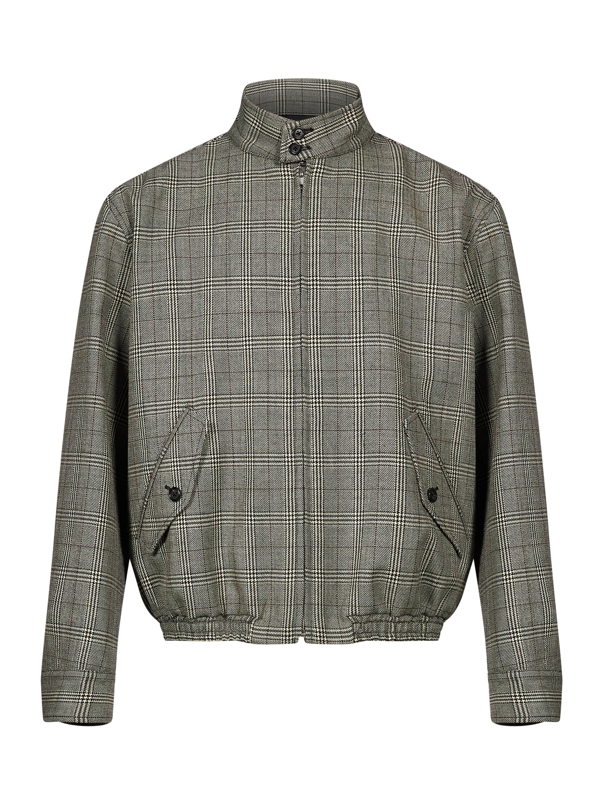 Bomber in lana a quadri in grigio 