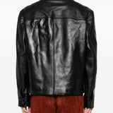 Giacca in pelle con zio in nero e marrone 