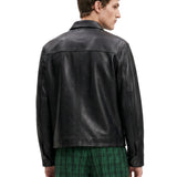 Giacca in pelle con in nero e marrone 