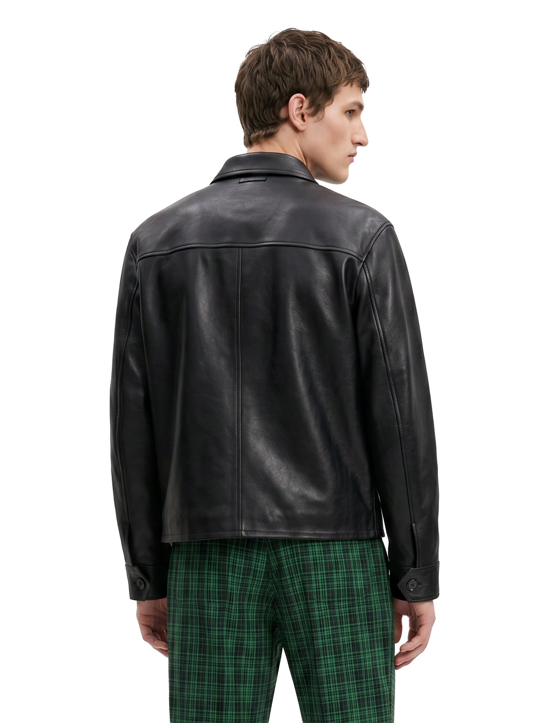 Giacca in pelle con in nero e marrone 