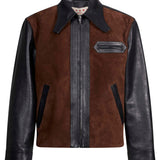 Giacca in pelle con in nero e marrone 