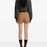 Shorts in lana con fodera a vista in marrone 