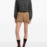 Shorts in lana con fodera a vista in marrone 