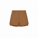 Shorts in lana con fodera a vista in marrone 