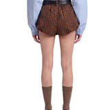 Shorts a quadri in marrone 