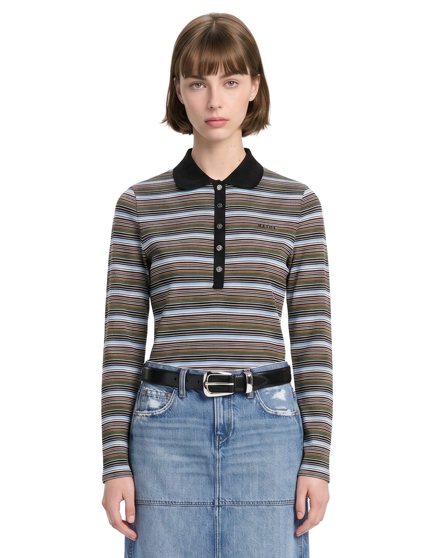 Polo in jersey a righe multicolore 