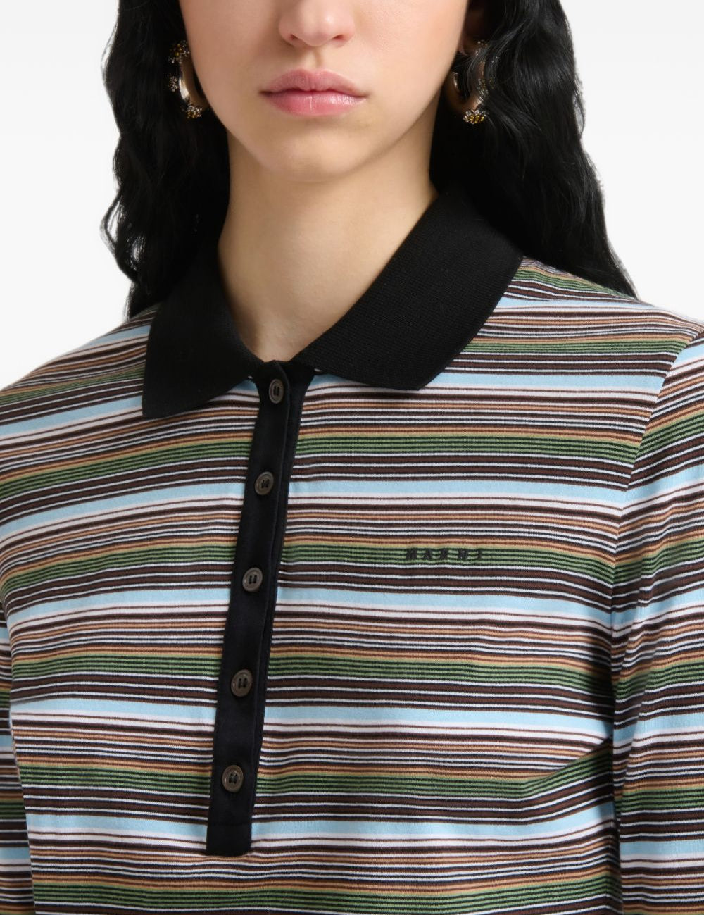 Polo in jersey a righe multicolore 