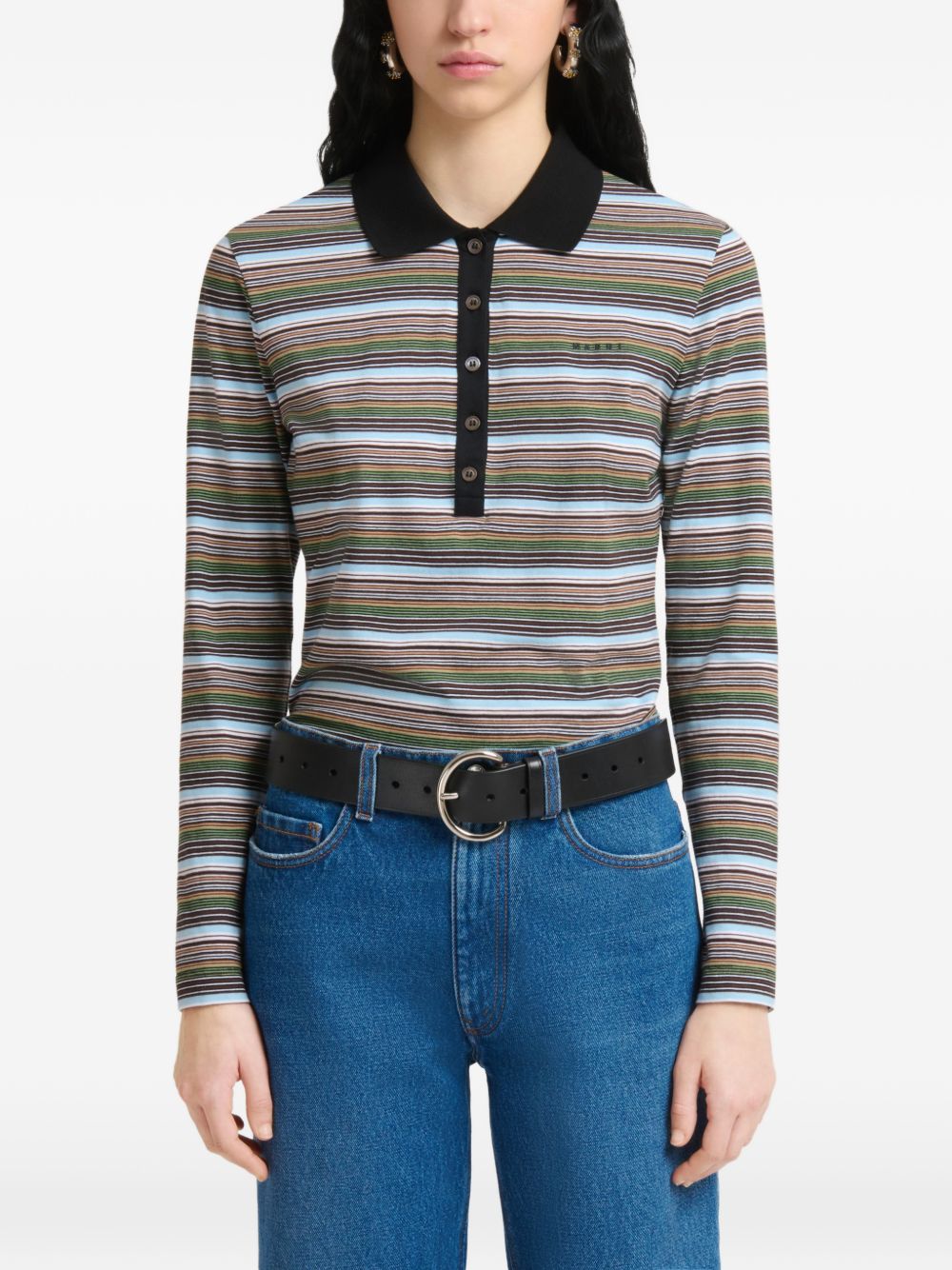 Polo in jersey a righe multicolore 