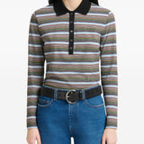Polo in jersey a righe multicolore 