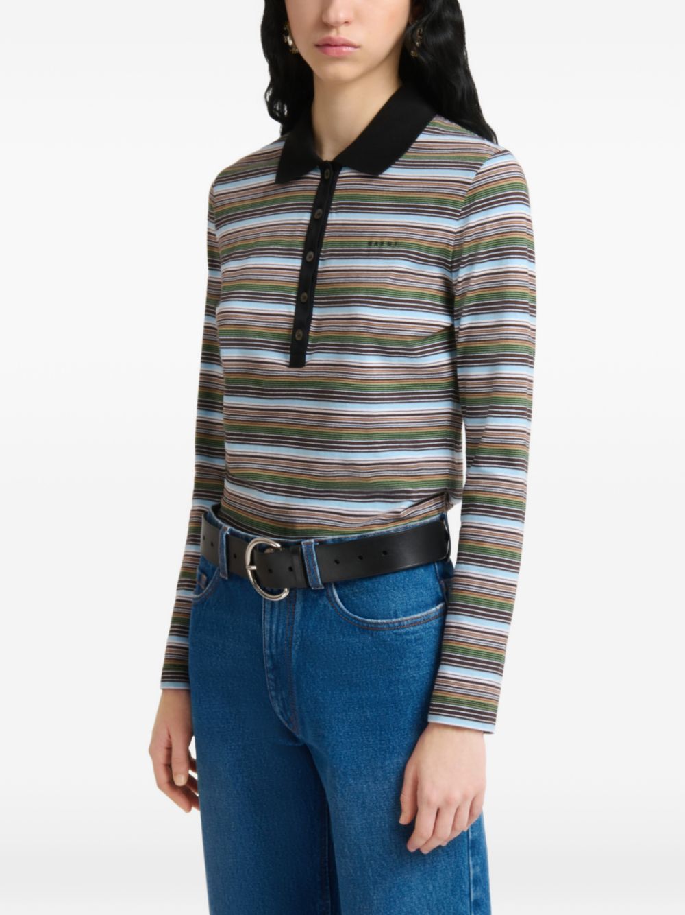 Polo in jersey a righe multicolore 