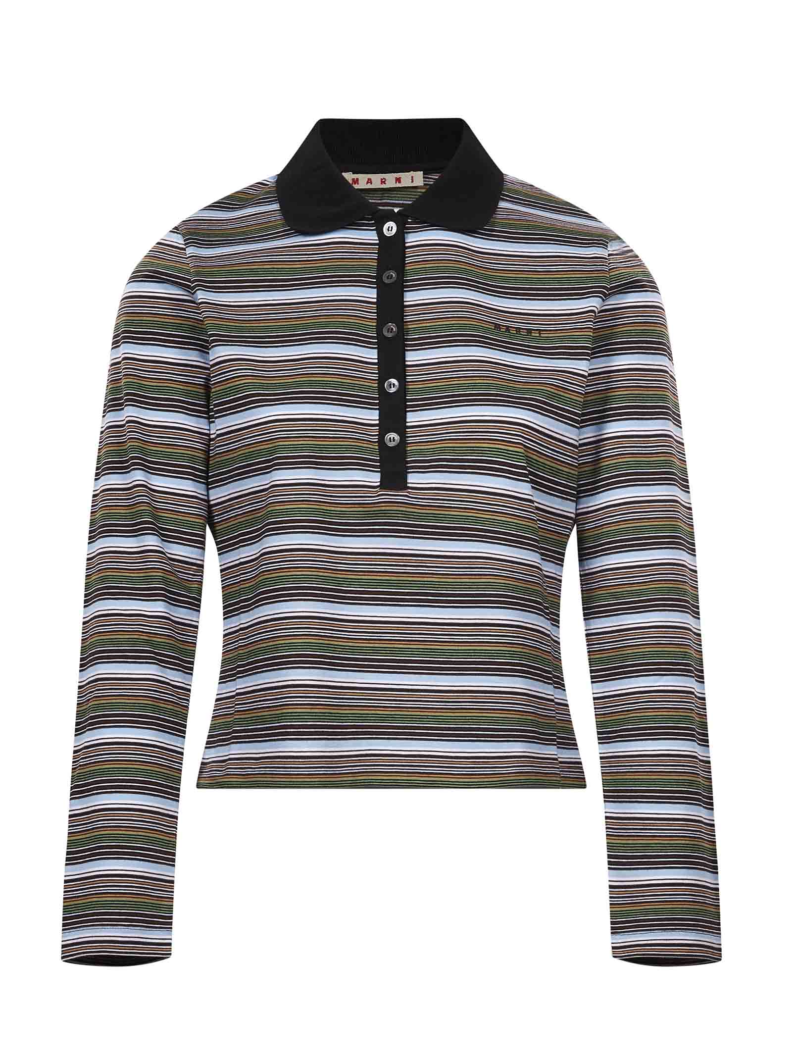 Polo in jersey a righe multicolore 