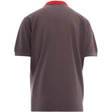 Polo con colletto a contrasto in marrone e rosso 