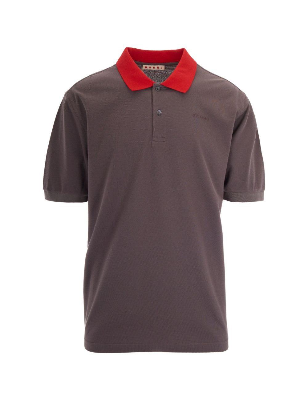 Polo con colletto a contrasto in marrone e rosso 