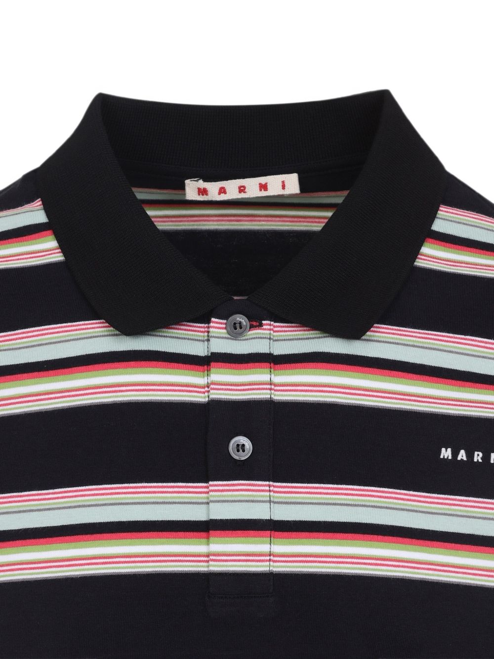 Polo a righe con logo multicolore 