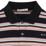 Polo a righe con logo multicolore 