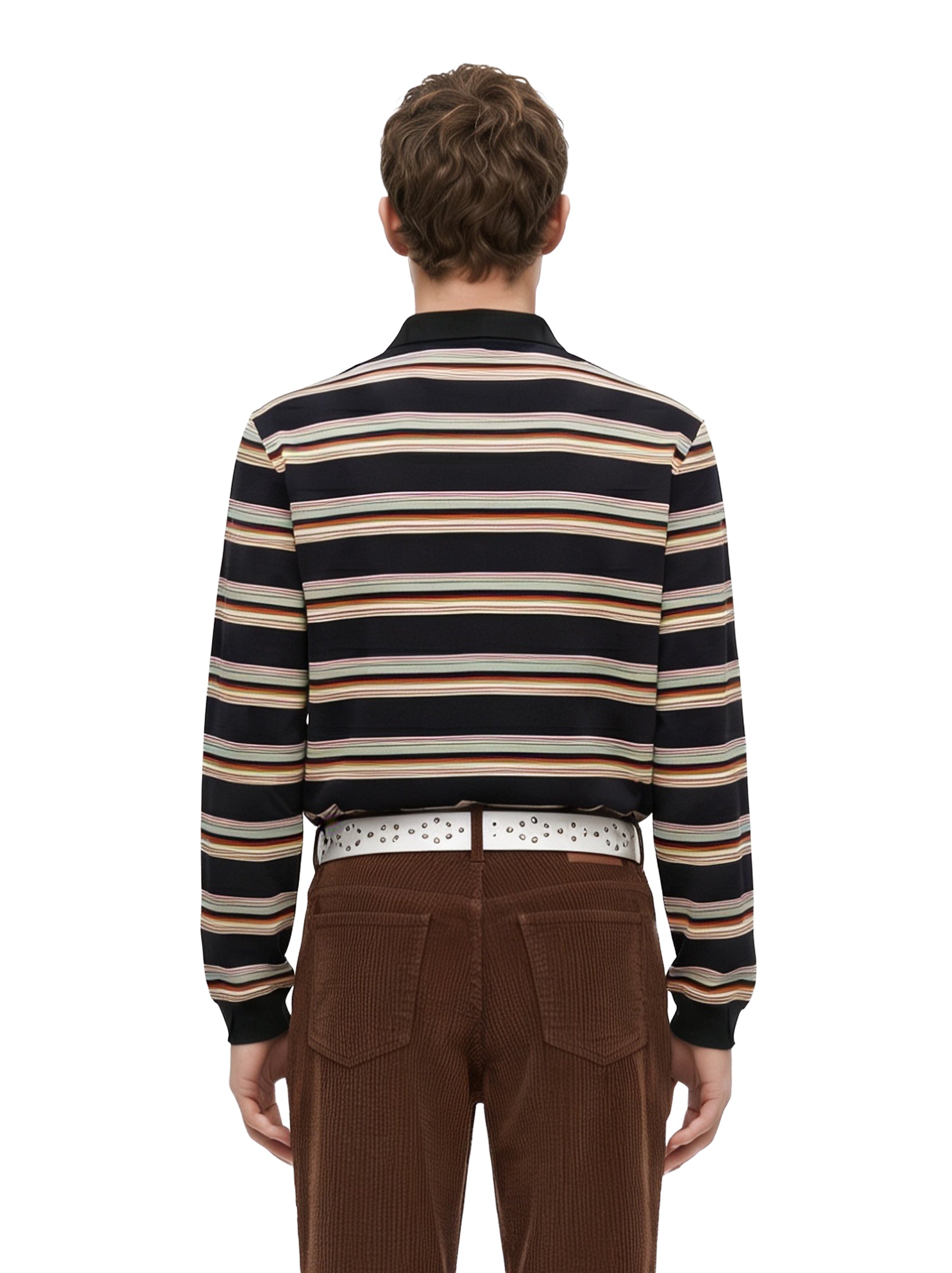 Polo a righe con logo multicolore 