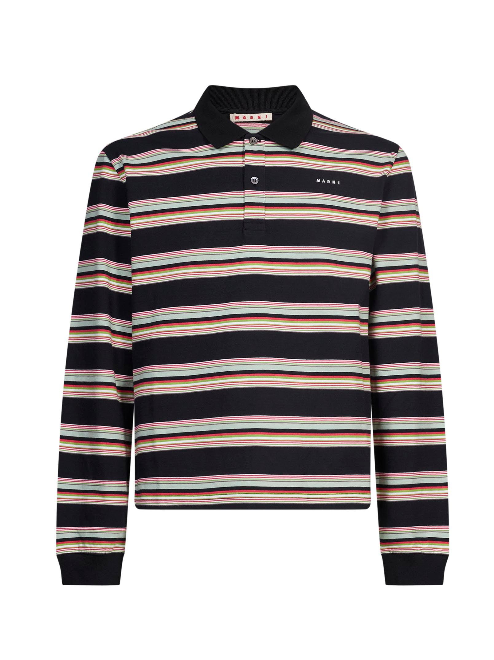 Polo a righe con logo multicolore 
