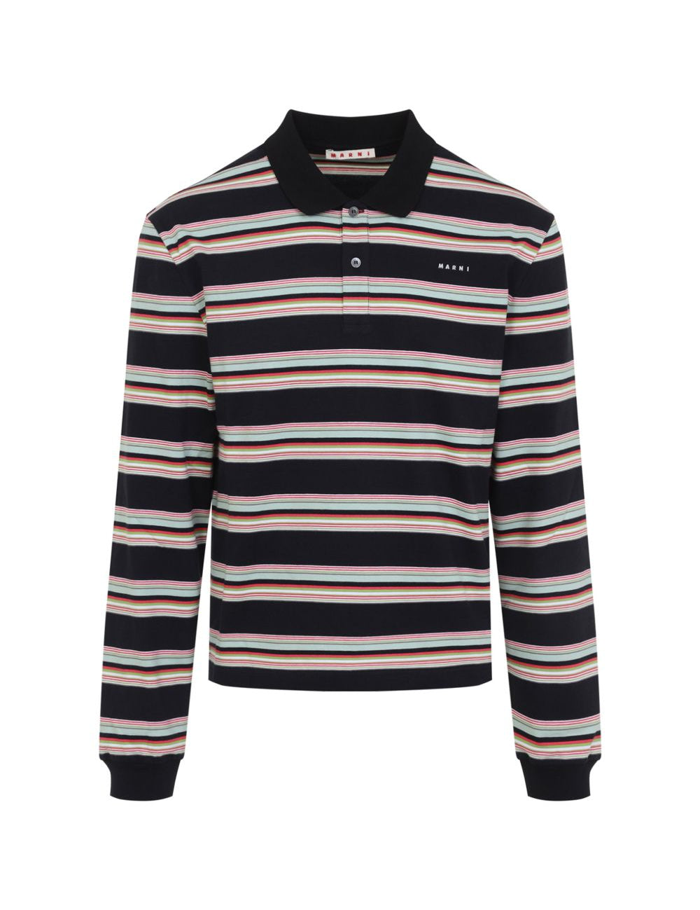 Polo a righe con logo multicolore 
