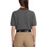 Polo in cashmere grigio con colletto a contrasto 