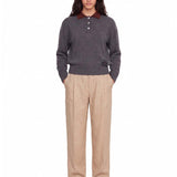 Polo a maniche lunghe in cashmere in grigio 