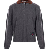 Polo a maniche lunghe in cashmere in grigio 