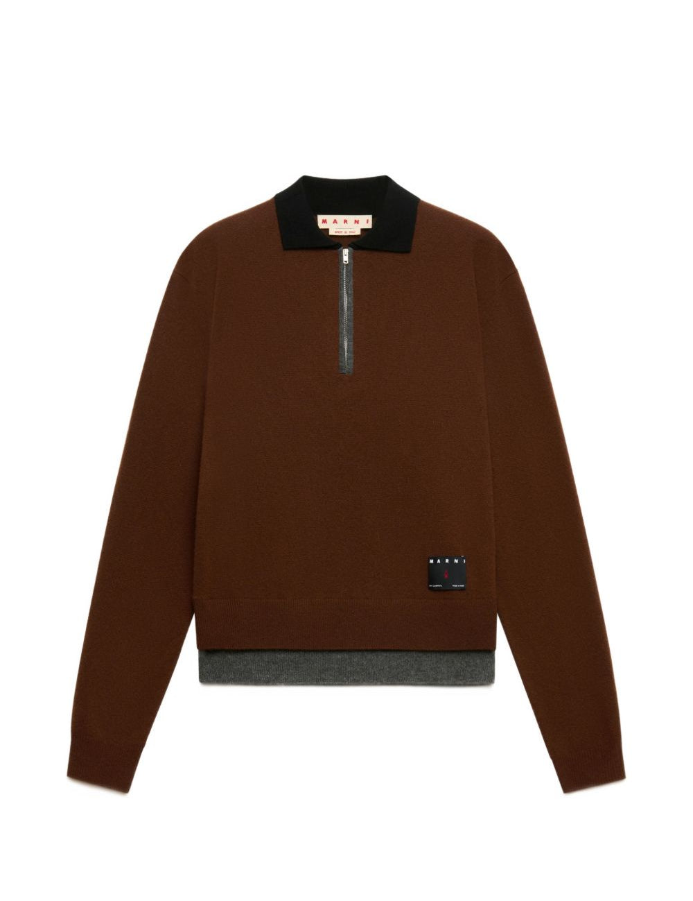 Maglione stile polo in cashmere in marrone 