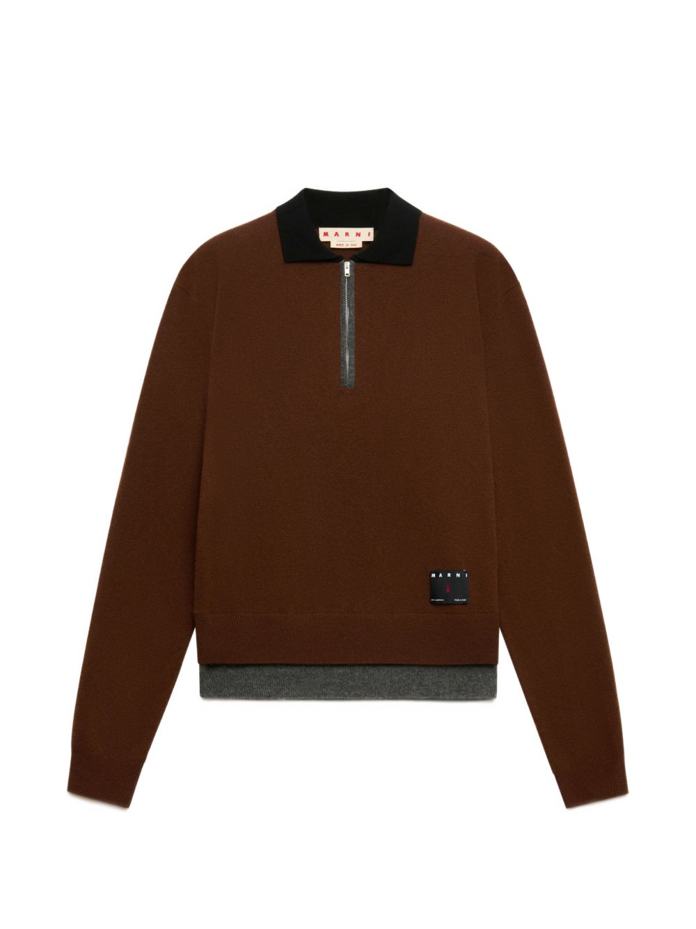 Maglione stile polo in cashmere in marrone 