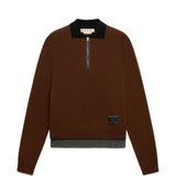 Maglione stile polo in cashmere in marrone 