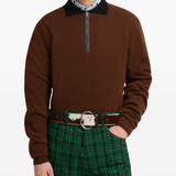 Maglione stile polo in cashmere in marrone 